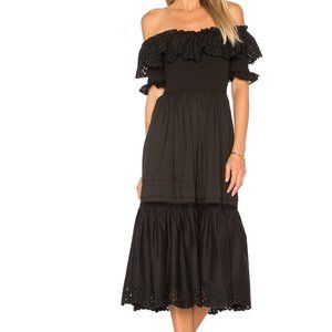 Rebecca Taylor Off Shoulder Eyelet Midi Dress